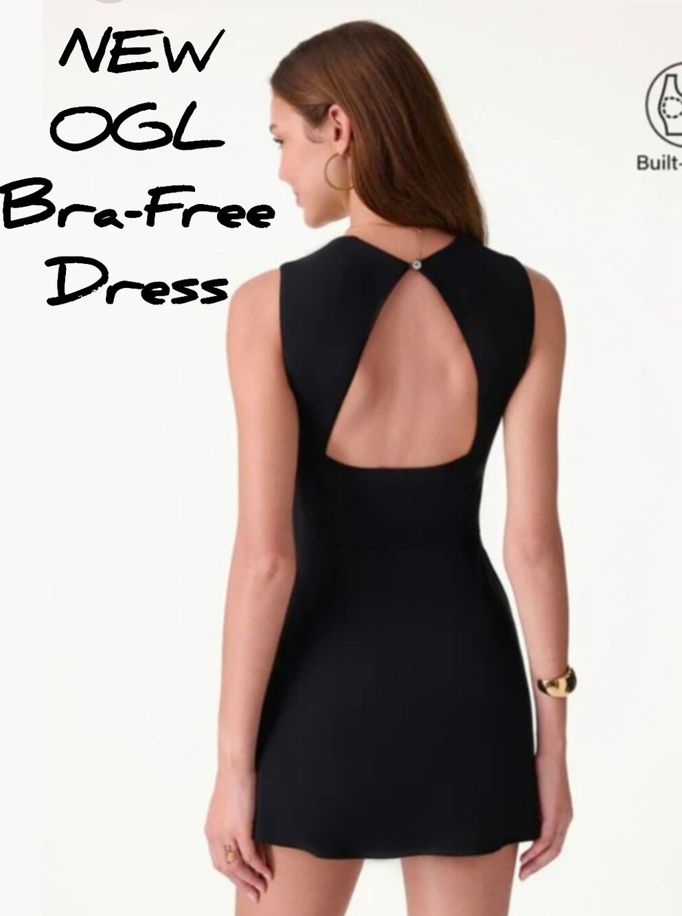 NEW OGL Move Built-In Bra Dress Open Back Sz XL Shorts Pockets Bra-Free Braless